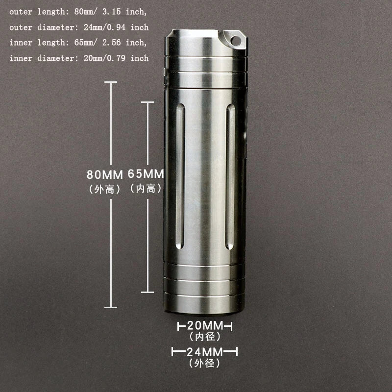 EDC Titanium Alloy Waterproof Case Portable Pill Medicine Capsule Storage Box 07FC0E-D4 - KOEEK