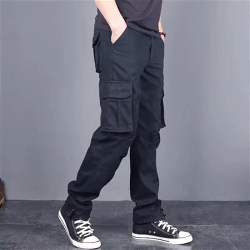 Cargo Pants Multi Pocket Men's Loose Straight Casual Pants Outdoor Pure Cotton 07FC0E-D4 - KOEEK