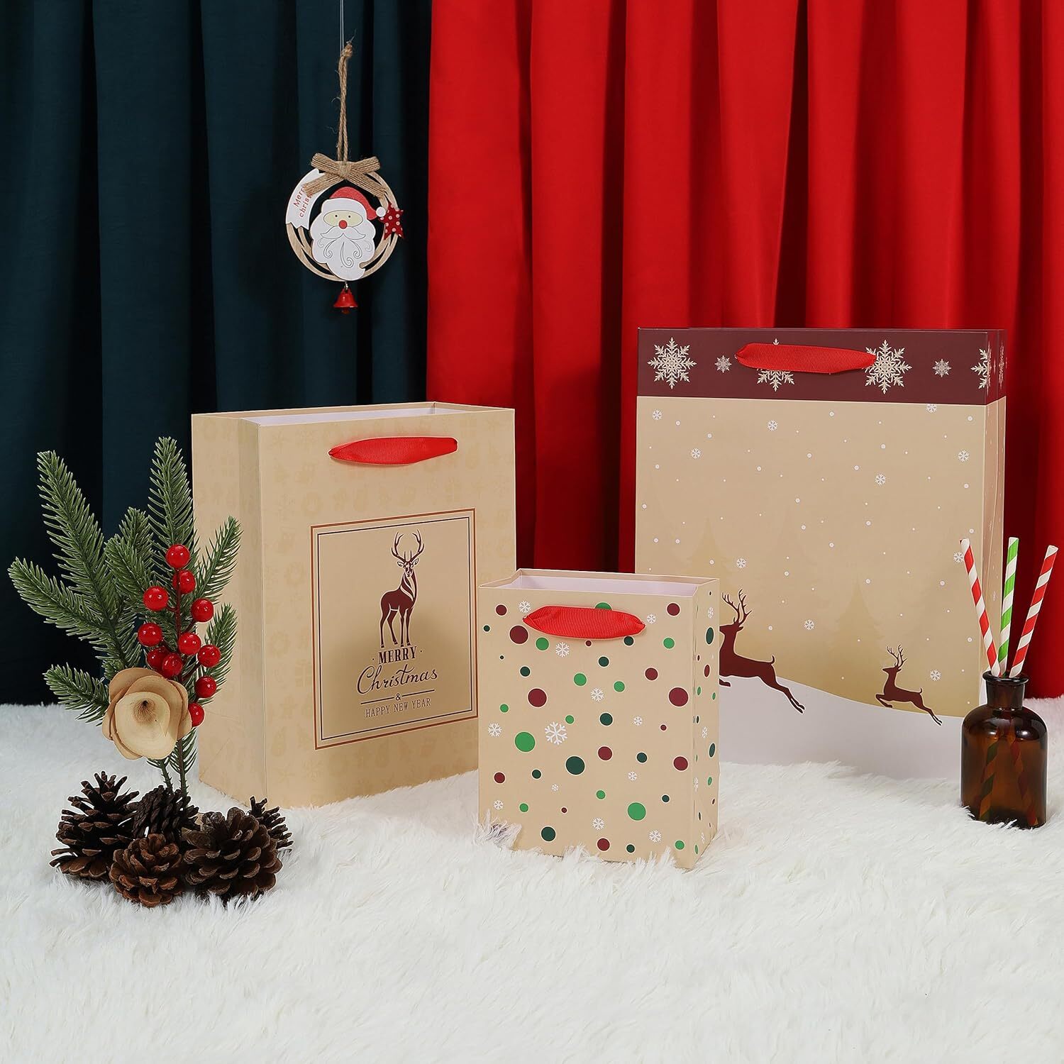 new 9-Pack Yellow Christmas Gift Bags Assorted Sizes 1 Count (Pack of 9), 07FC0E-D4 - KOEEK