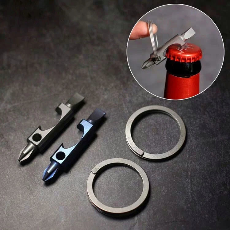 EDC Portable Titanium Multi Tools Bottle Opener Bolt Driver Screwdriver Keychain 07FC0E-D4 - KOEEK