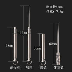 Hot Titanium EDC Toothpick With Protective Case Holder Keychain Multi Tool Gift 07FC0E-D4 - KOEEK