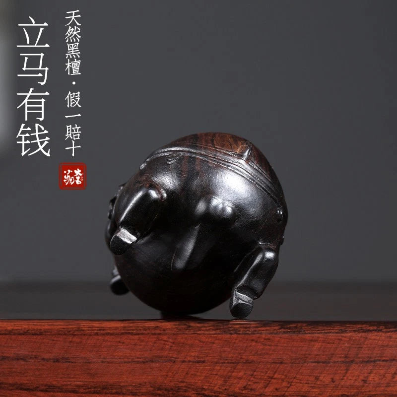 Blessing Ornament for The Year of Horse - Black Walnut Wood “马上有钱” 07FC0E-D4 - KOEEK