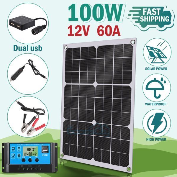 ny 100W watt 12V monokrystallinsk solcellepanel 12BB celle for hjemmebobil