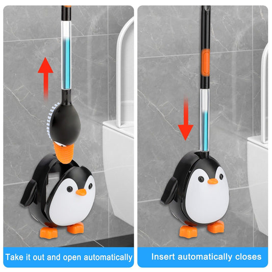Silicone Bristles Toilet Brush with Holder Toilet Bowl Cleaner Scrubber Non-Slip