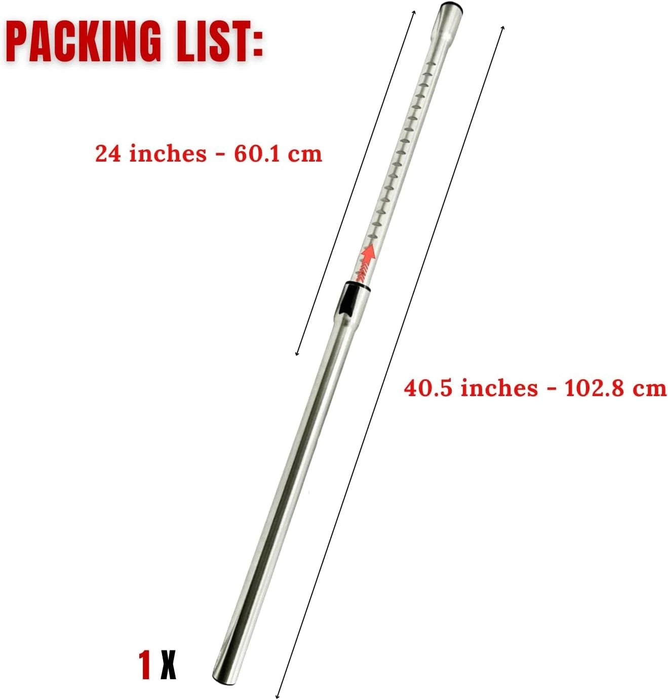 1-3/8 inch stainless steel vacuum extension tube, extendable up to 41.7 inches. 07FC0E-D4 - KOEEK