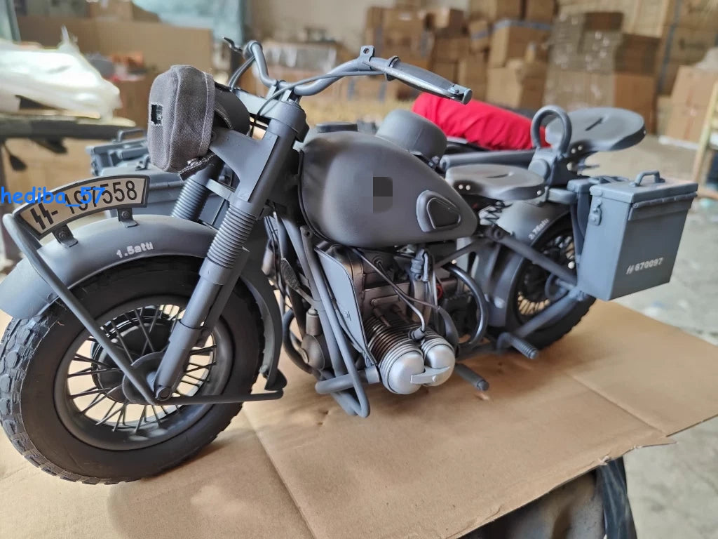 GO-TRUCK 1/6  German R75 Tricycle Motorcycle Model For 12'' Grey Metal Model GO-TRUCK - KOEEK