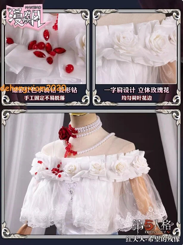 Identity V Mary Bloody Queen Women Cosplay Costumes Girl White Dress Halloween 07FC0E-D4 - KOEEK