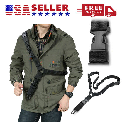 Tactical One Single Point Sling Strap Bungee Rifle Gun Sling with QD Buckle