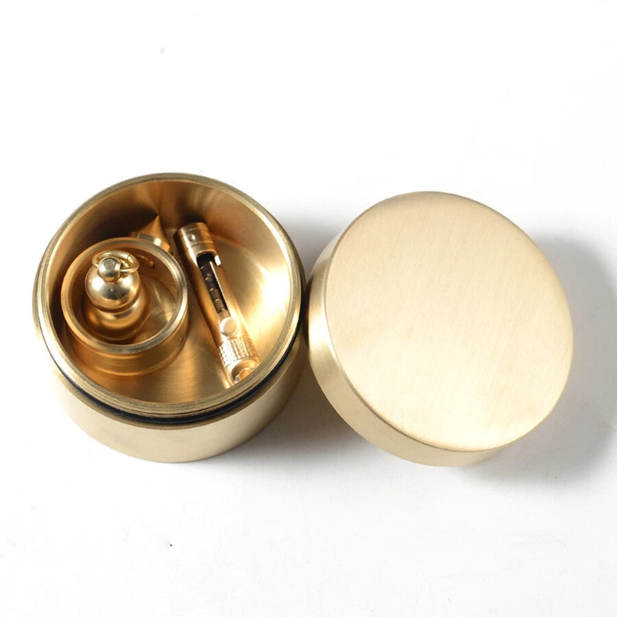 Large Brass Survival Kit Multi Tools Waterproof Key Storage Container Pill Box 07FC0E-D4 - KOEEK