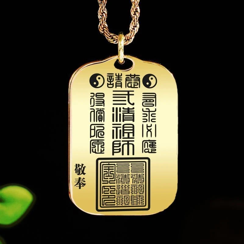 33mm*50mm Taoist Three Pure Ones Pendant Necklace Tag Car Hanging Amulet Unisex 07FC0E-D4 - KOEEK