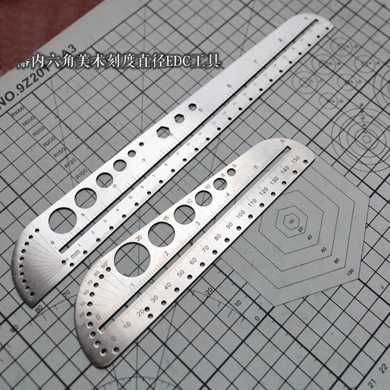 EDC Titanium Alloy Ruler Stainless Steel Portable Outdoor Compasses Tools 07FC0E-D4 - KOEEK