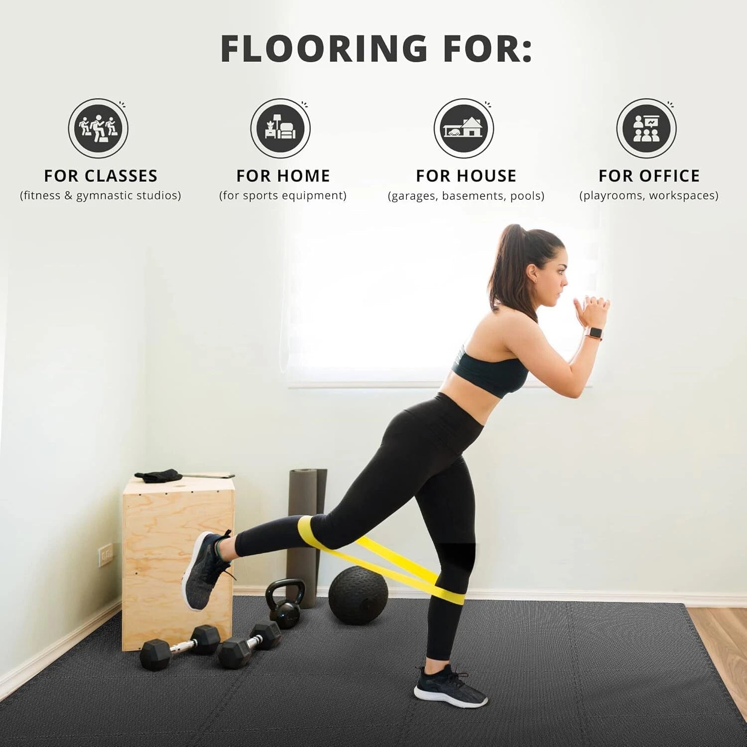 Gym Floor Set - Interlocking EVA Soft Foam Floor Mats, 18 Piece Puzzle Style 07FC0E-D4 - KOEEK