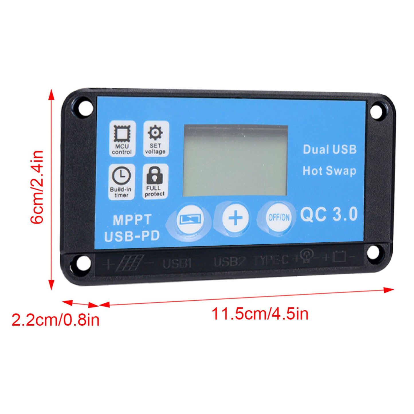 new 12V/24V  LCD Solar Panel Battery Regulator 12V/24V Charge Controller Dual USB koeek - KOEEK