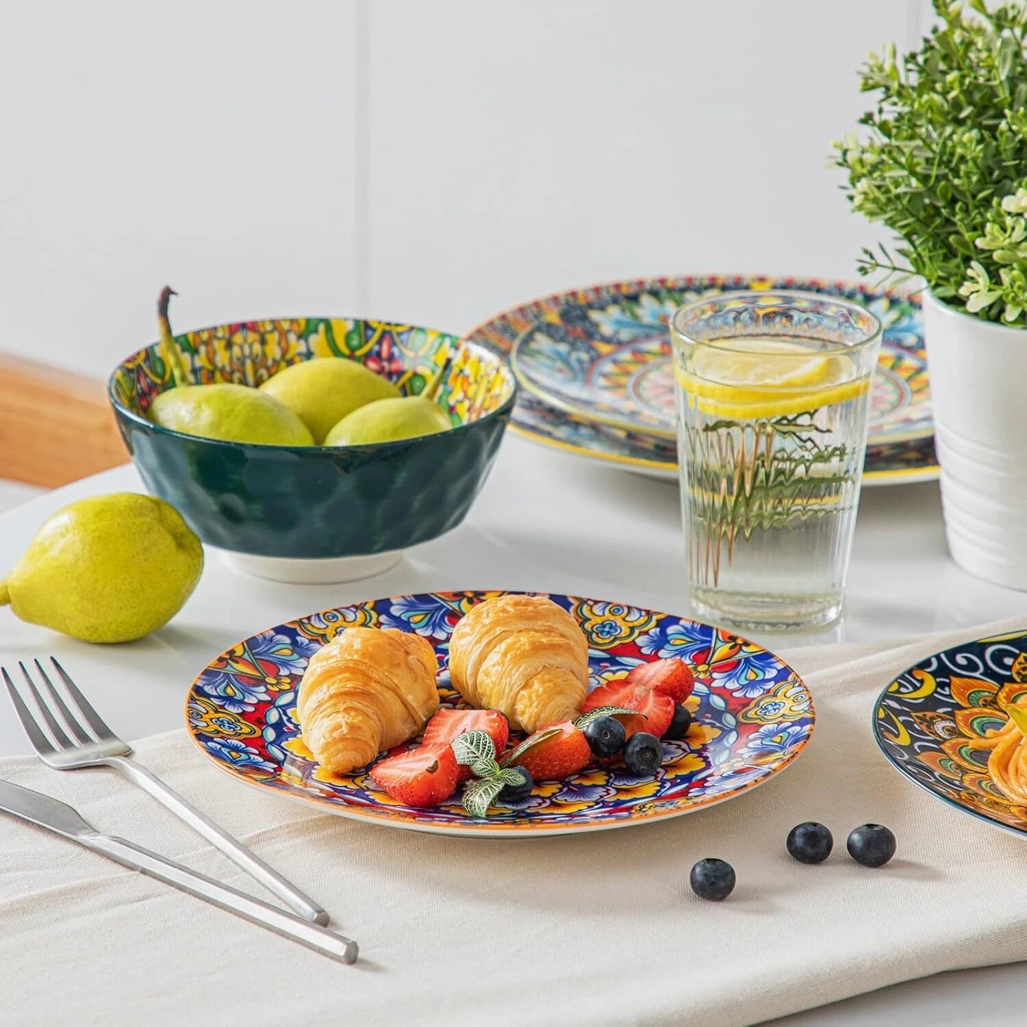 Salad Plate Set (6-8.5 inches), Ceramic Dessert Plate, Small Dinner Plate Set. 07FC0E-D4 - KOEEK