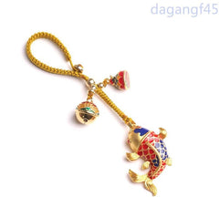 High-grade Sand Gold Auspicious Koi Exquisitely Keychain Pendant Lanyard Amulet 07FC0E-D4 - KOEEK