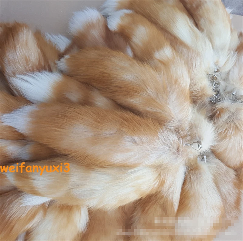 1PC Real Large Crystal Fox Tail Fur Keychain Tassel Bag Tag Charm Bag Pendant 07FC0E-D4 - KOEEK