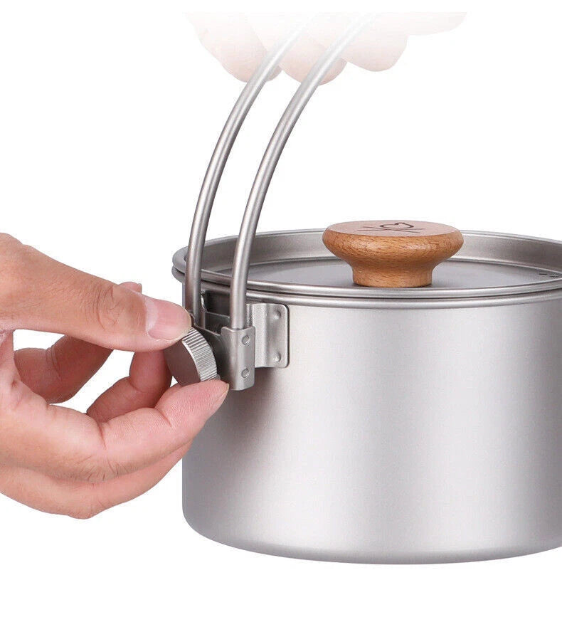 Portable Titanium Camping Pot Hanging Pot Detachable Handle Camping Cookware 07FC0E-D4 - KOEEK