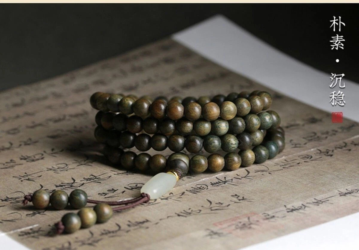 108 Beads Bracelet 8mm Green SandalwoodTriple Wrap Unisex Mala Buddhist Prayer 07FC0E-D4 - KOEEK