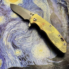 1 PC Brass & Red Copper Inlay Knife Handle Scale for Rick Hinderer XM18 3.5” 07FC0E-D4 - KOEEK