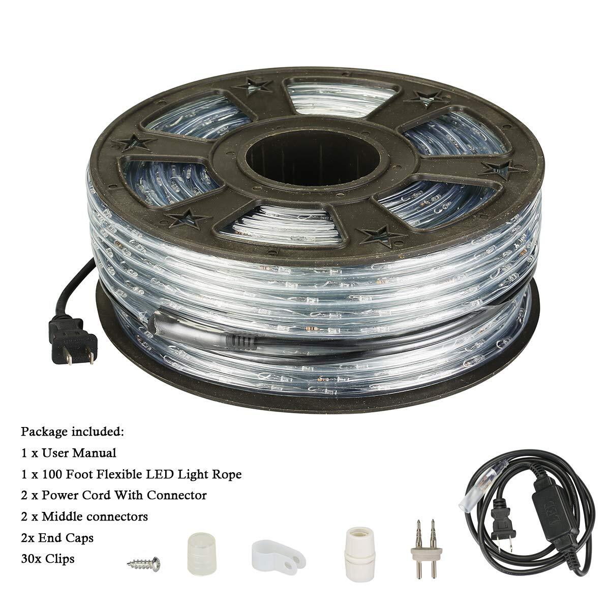 100ft Blue Led Rope Lights Outdoor String Lights Waterproof Decorative Lighting 07FC0E-D4 - KOEEK