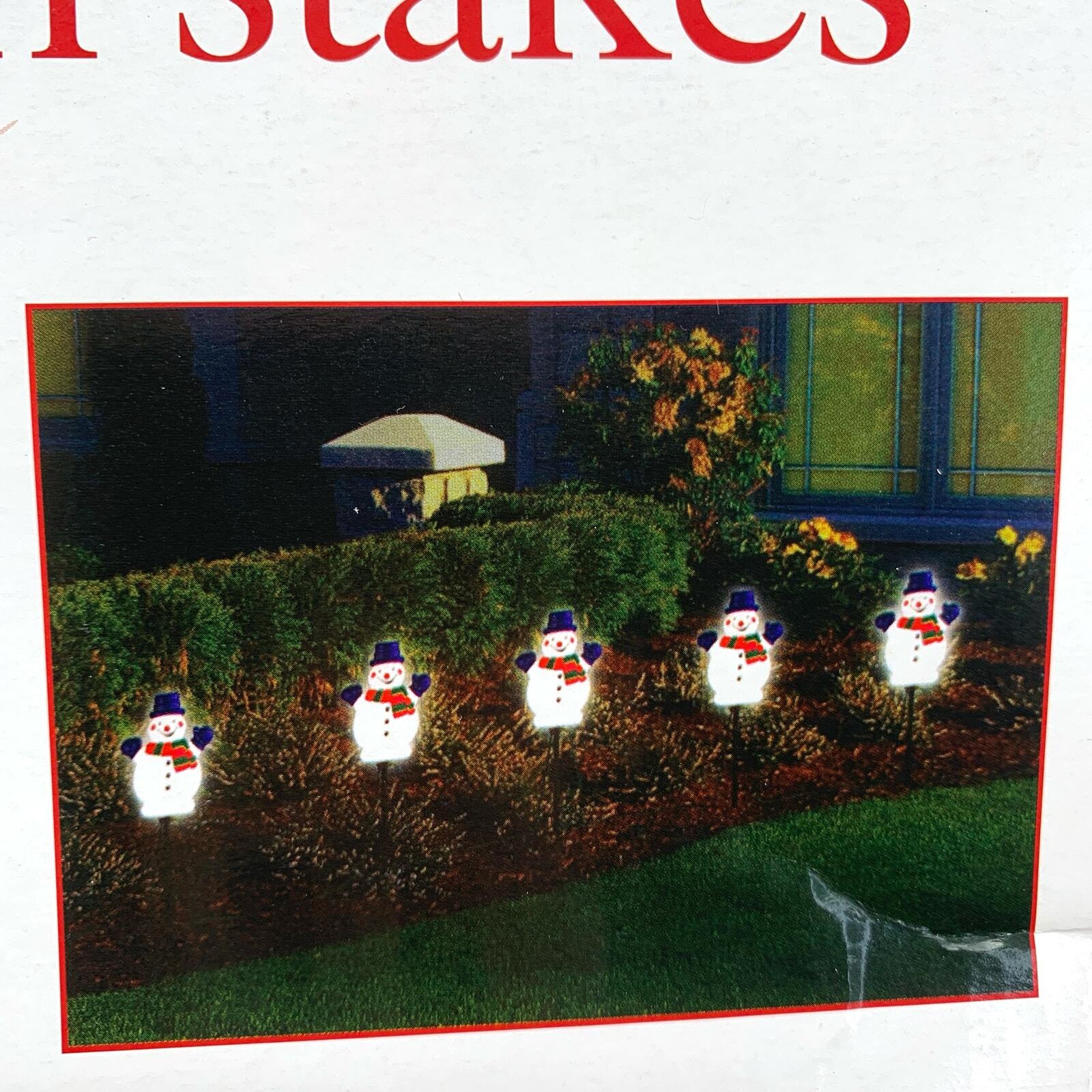 NOMA  Old Stock Un 5 Lighted Snowman Pathway Lawn Stakes Christmas Decor NOMA - KOEEK