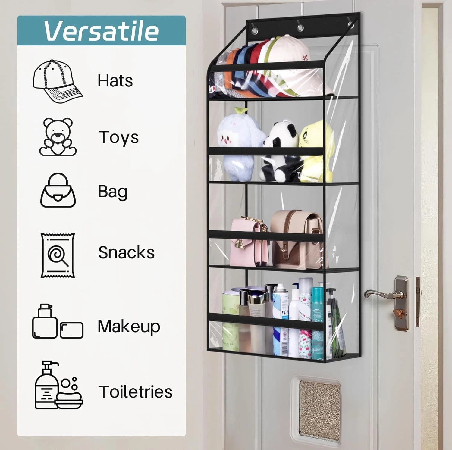 Clear Over the Door Hat Racks for Baseball Caps,Hold 48 Caps Hat Storage 07FC0E-D4 - KOEEK