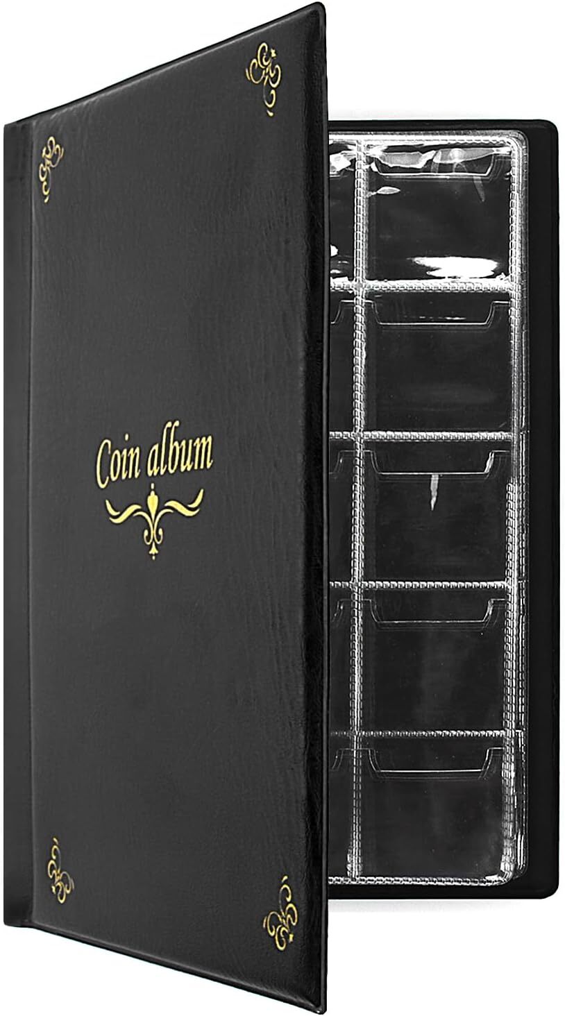 new 150 Pockets Coin Album, Penny Collecting Book, 1pack, 150 Pockets, Black