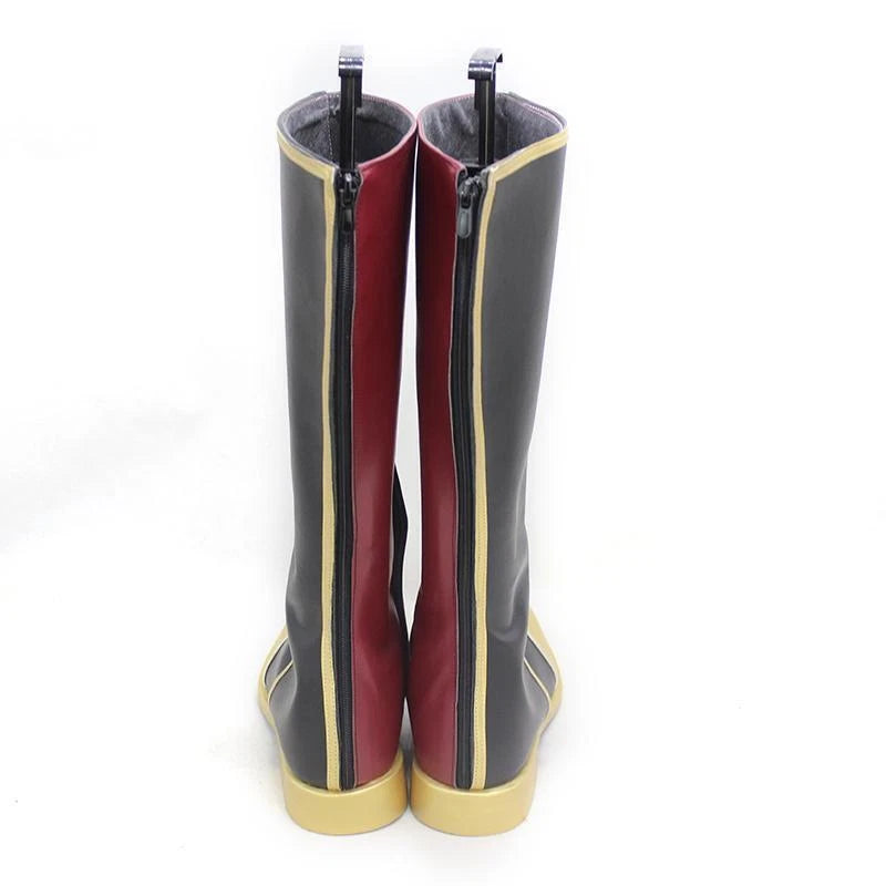 Cosplay LOL Arcane Silco Shoes Female Or Male Wine Red And Black Leather Boot 07FC0E-D4 - KOEEK