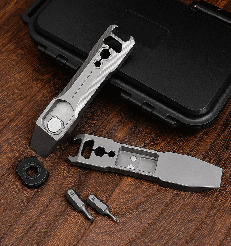 EDC Titanium Alloy Keychain Pocket Pry Bar Crowbar Opener Outdoor Multi Tools 07FC0E-D4 - KOEEK
