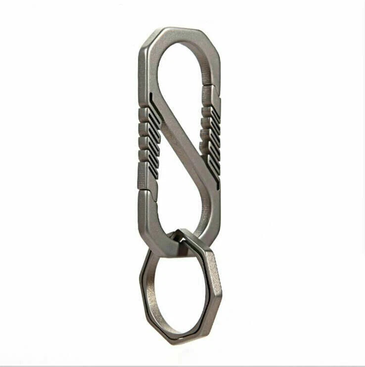 EDC Titanium TC4 Key Chain Carabiner Key Ring Hang Buckle Outdoor Travel Tool 07FC0E-D4 - KOEEK