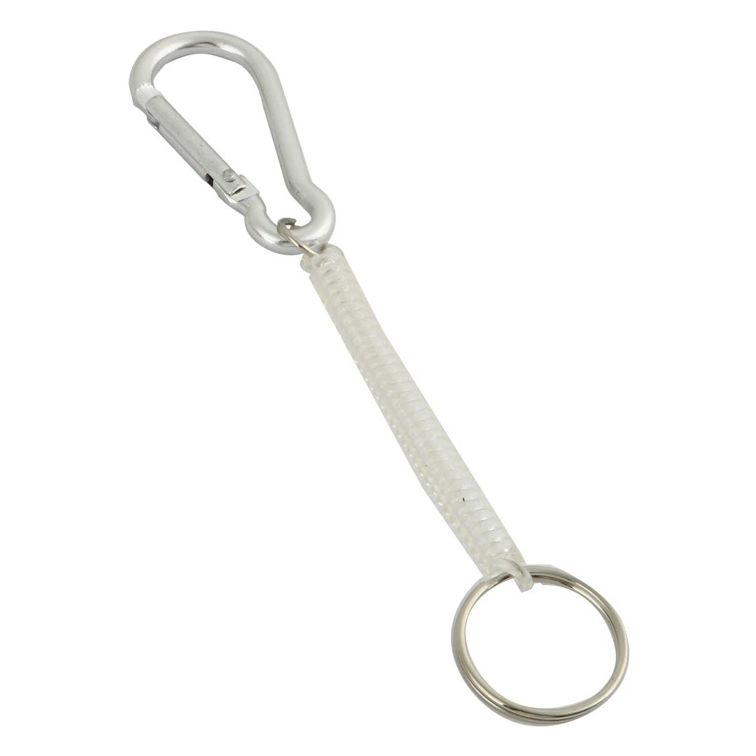 Carabiner Hook Beige Spring Elastic Plastic Coil Keychain Keyring Strap Rope 07FC0E-D4 - KOEEK