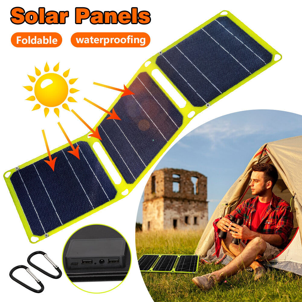 ny 50W Solcellepanel ETFE Folding Power Bank USB Lader Utendørs Camping Fottur Telefon