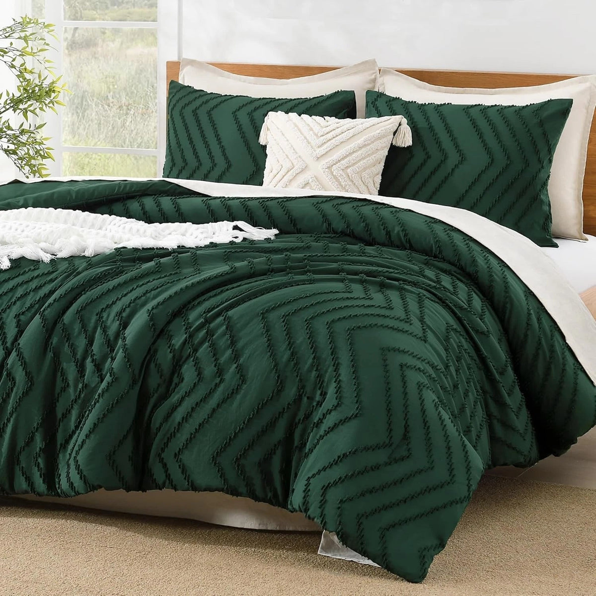 Down comforter set, deep emerald green, 3-piece set 07FC0E-D4 - KOEEK