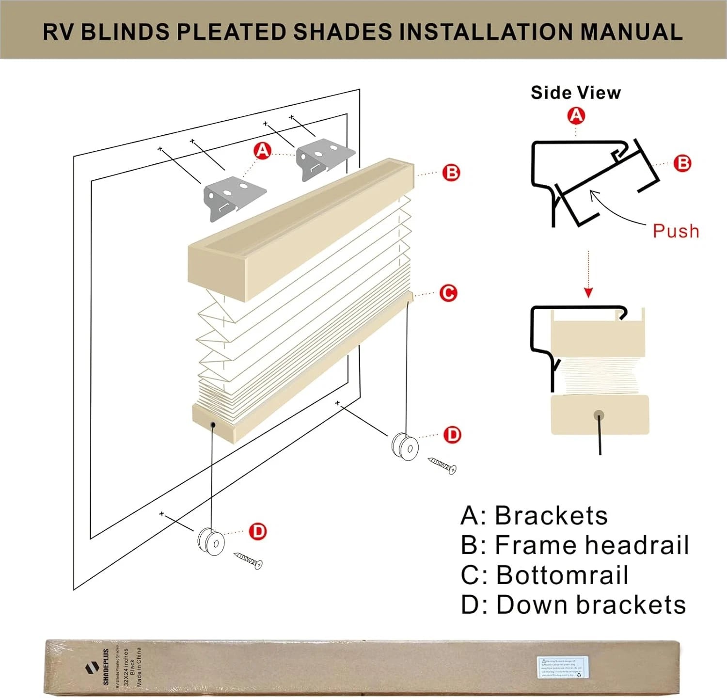 RV sunshade, RV pleated sunshade dimensions: 32 inches wide x 24 inches long 07FC0E-D4 - KOEEK