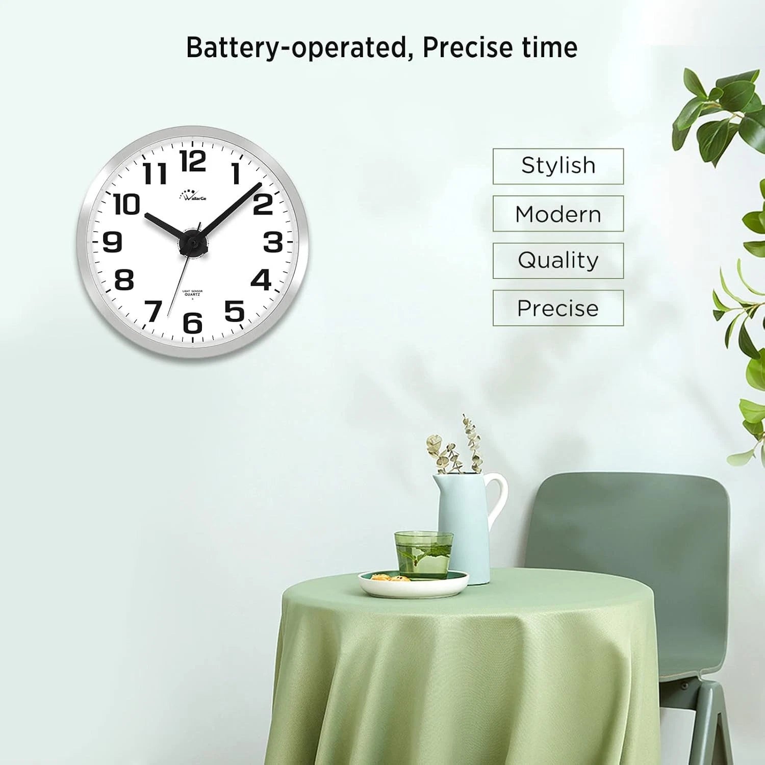 Glow-in-the-dark wall clock,specially designed for bedrooms - Silent wall clock 07FC0E-D4 - KOEEK