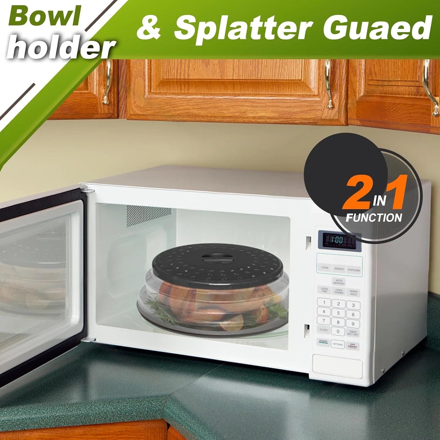 12" Microwave food Cover & Mat,Vented Collapsible Splatter Guard dish Plate lid 07FC0E-D4 - KOEEK
