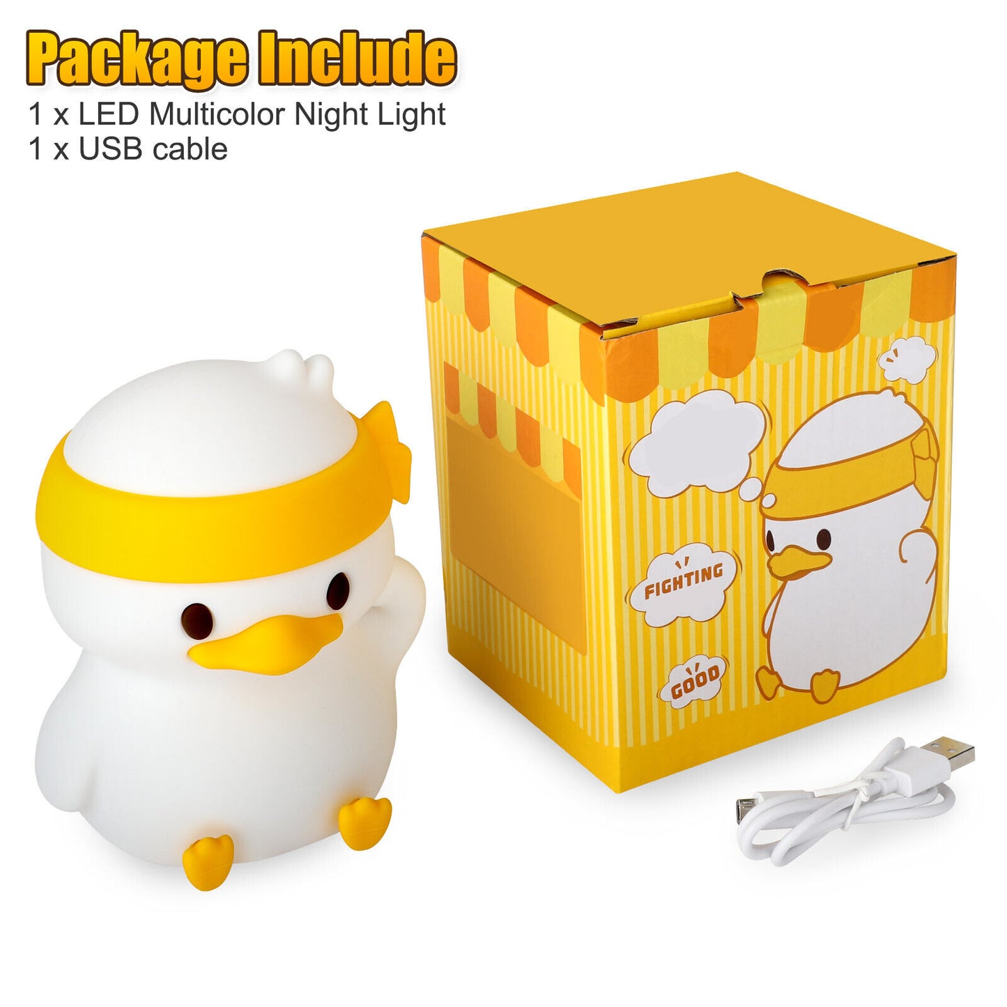 Silicone LED Cute Duck Night Light USB Charging Dimming Atmosphere Bedside Sleep