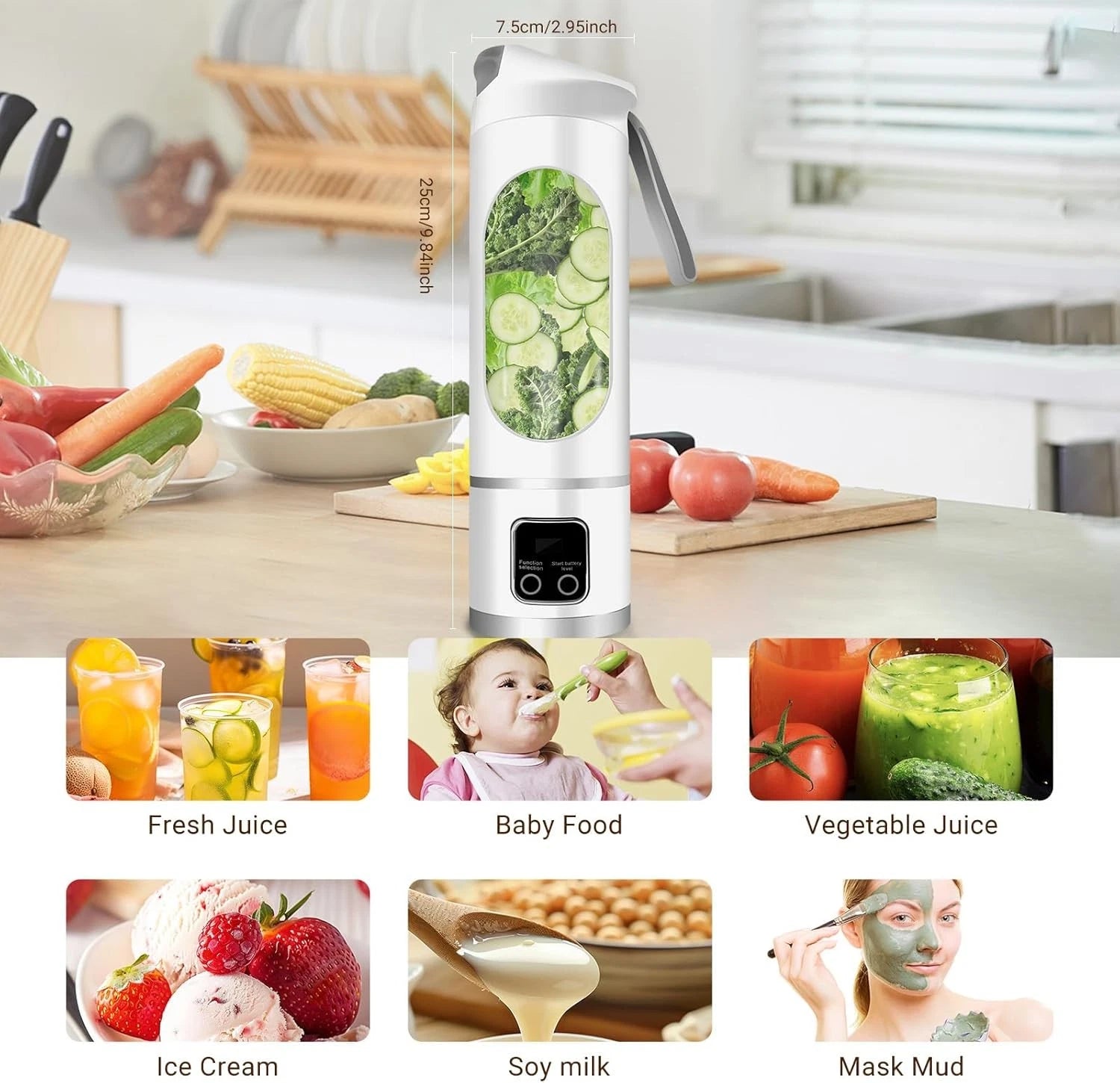 Portable Personal Electric USB Juicer, 500ml Mini Blender 07FC0E-D4 - KOEEK