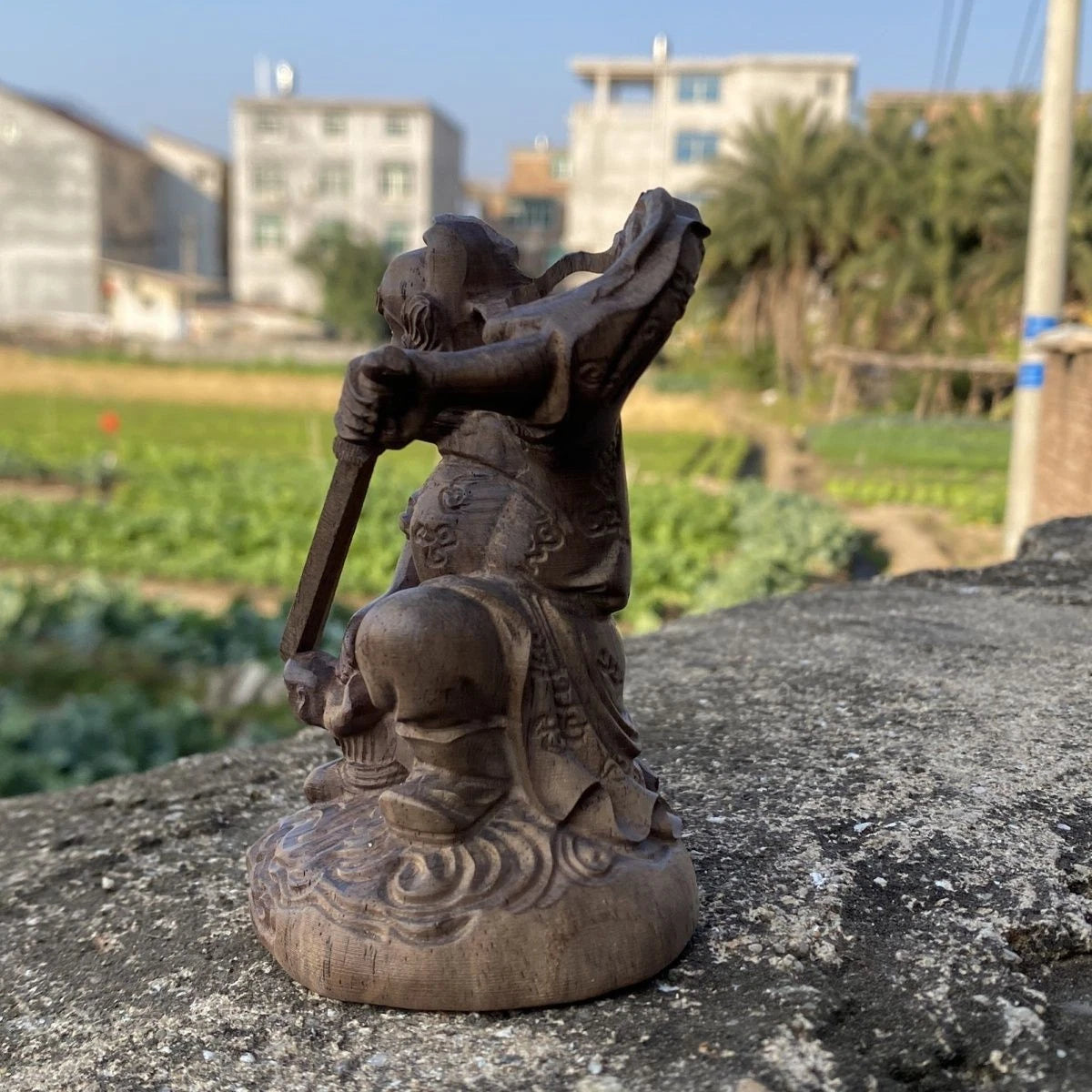 10*6cm White Kyara Agarwood Zhong Kui Figurine Wood Carving Feng Shui Home Decor 07FC0E-D4 - KOEEK
