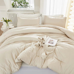 King Size Beige Comforter, 3-Piece Lightweight Bedding Comforter Set 07FC0E-D4 - KOEEK
