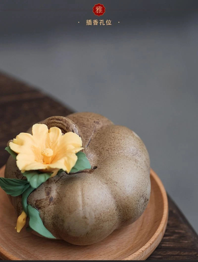 Ceramic Pumpkin Stick Incense Holder Zen Tea Room Home Indoor Decor 07FC0E-D4 - KOEEK