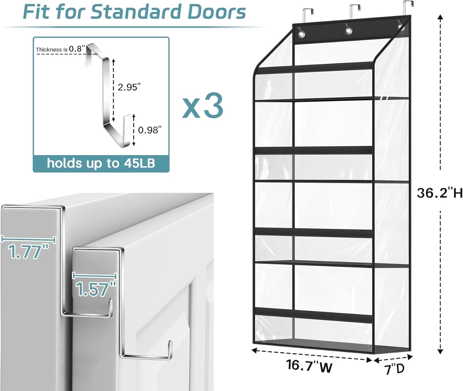 Clear Over the Door Hat Racks for Baseball Caps,Hold 48 Caps Hat Storage 07FC0E-D4 - KOEEK