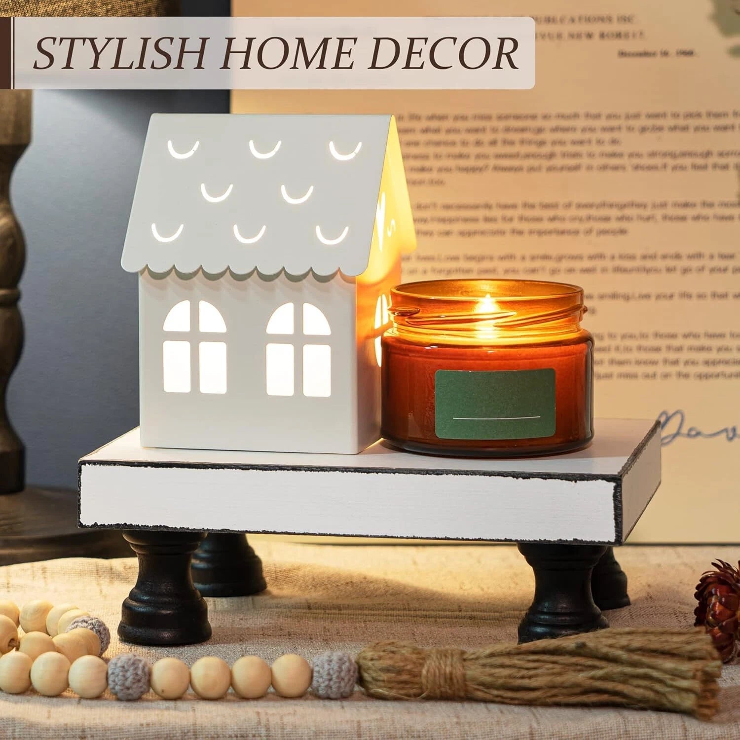 Decorative Display Risers for Home Decor - Wood Pedestal Stand for Kitchen 07FC0E-D4 - KOEEK