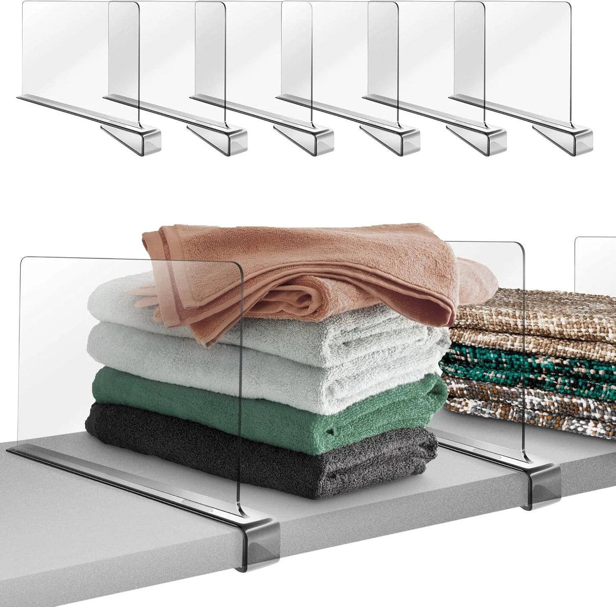 6-piece acrylic shelf divider set, suitable for wardrobe organization 07FC0E-D4 - KOEEK
