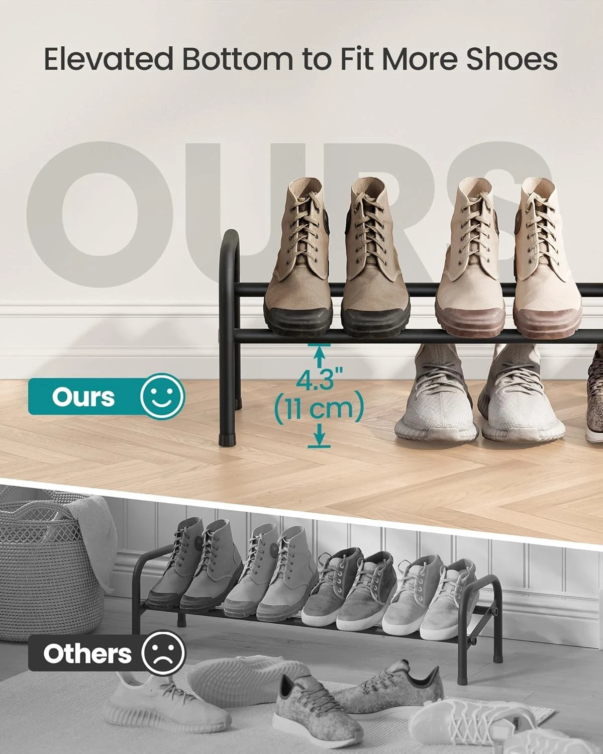 Expandable shoe rack, 1-tier shoe rack shelf, adjustable shoe rack 07FC0E-D4 - KOEEK