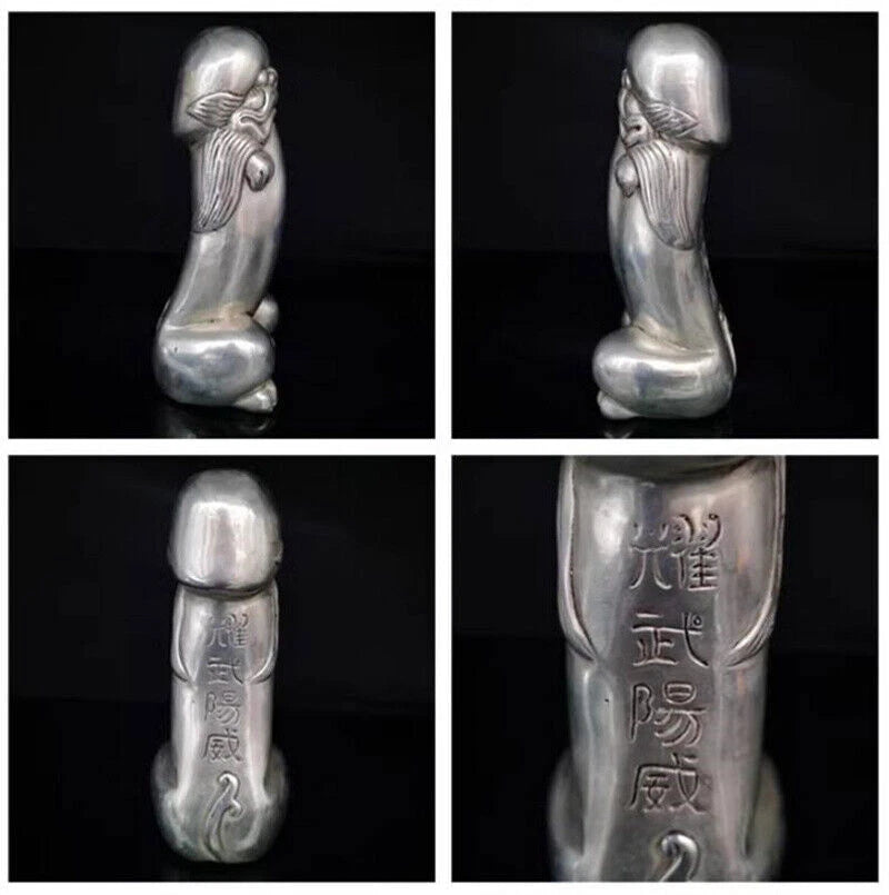 Chinese Tibet Silver Carved Guard Foo Dogs Lion statues Antique Ornaments 07FC0E-D4 - KOEEK