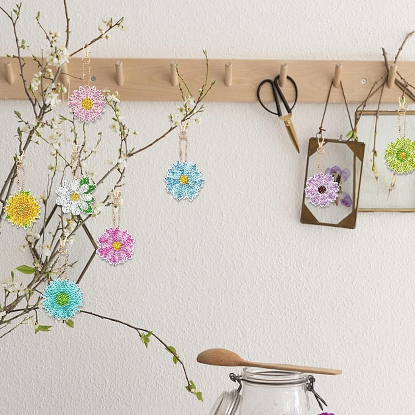 nyt dobbeltsidet blomsternøgleringsæt i akryl - DIY Craft Kit til farverige kreationer