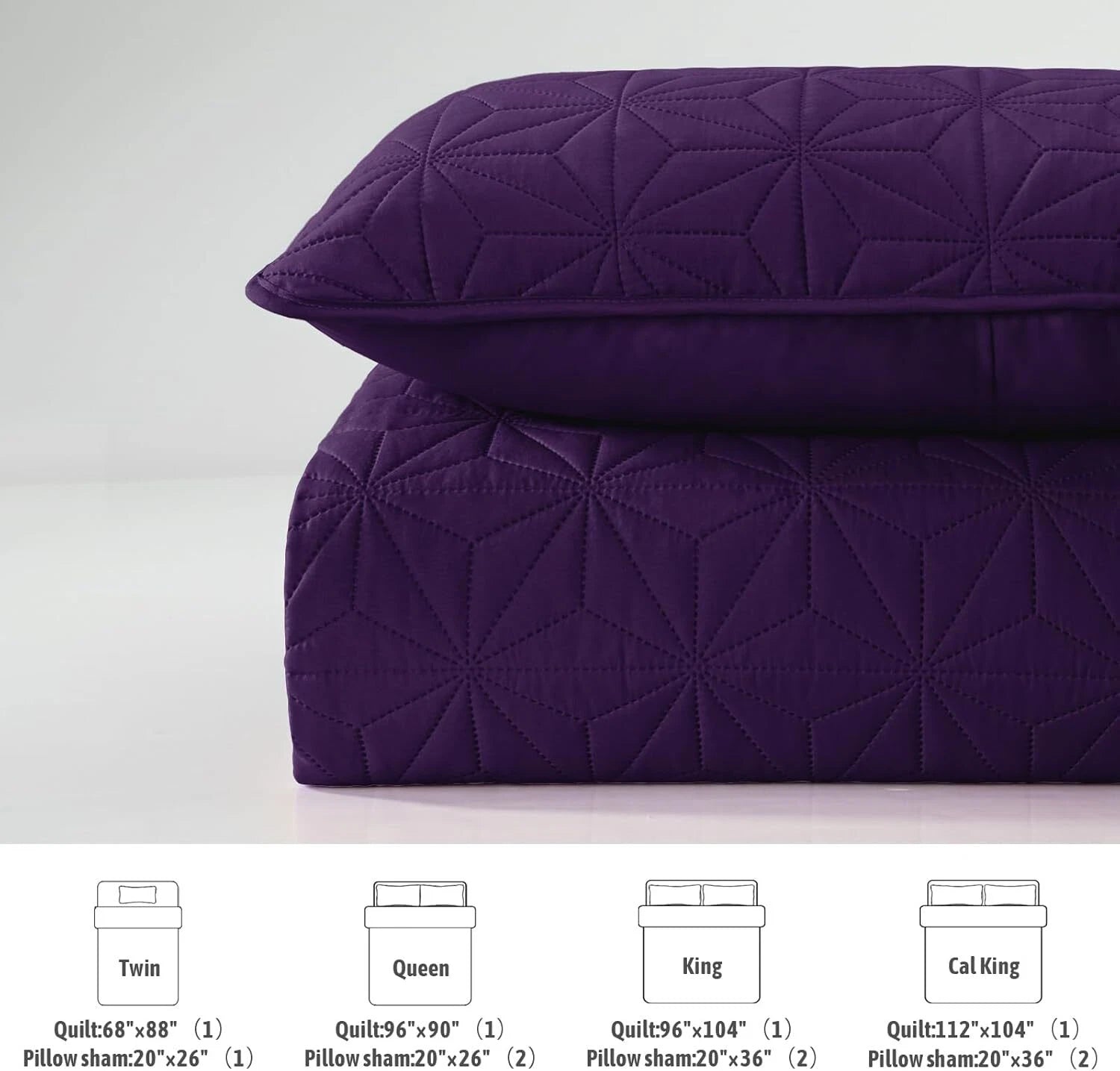 Queen Quilt Bedding Set,Soft Purple Bedspreads Quilts Queen Size for All Seasons 07FC0E-D4 - KOEEK