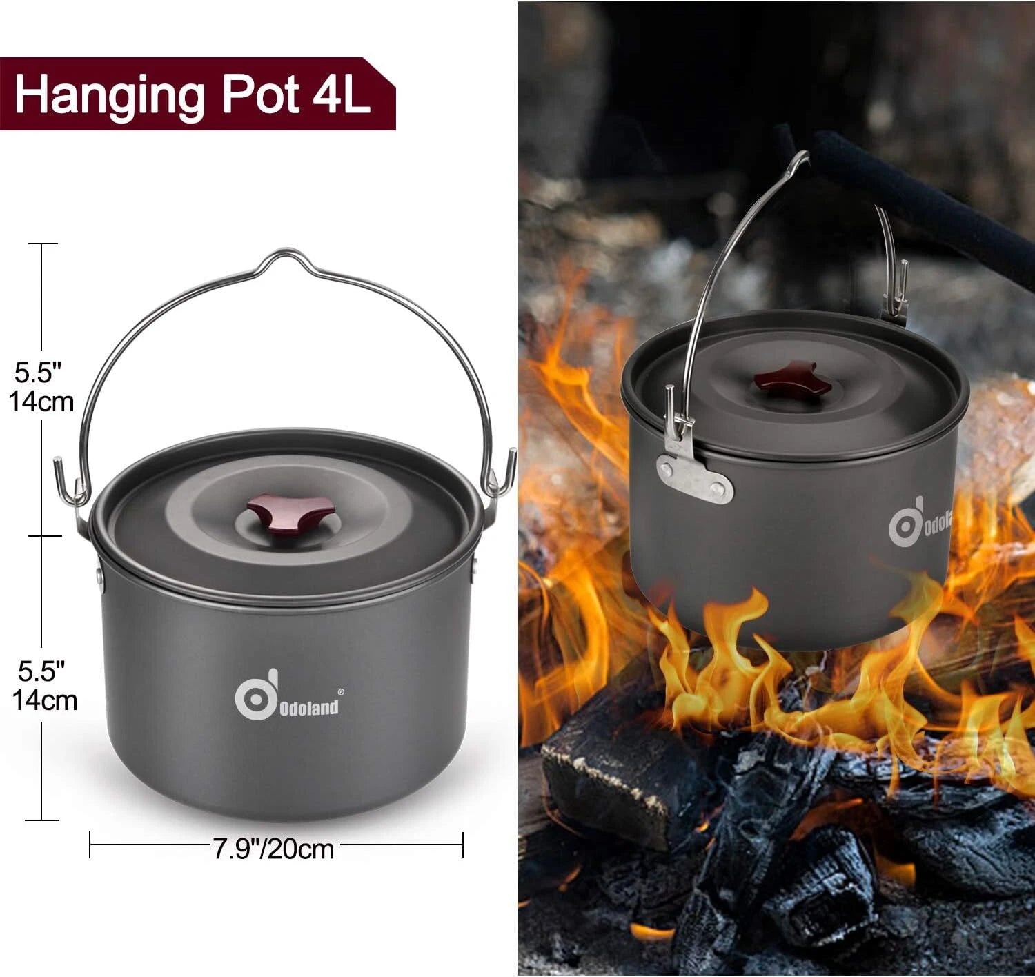 22 Piece Camping Cookware Set, Large Hanging Pot Pan Kettle, Picnic 07FC0E-D4 - KOEEK