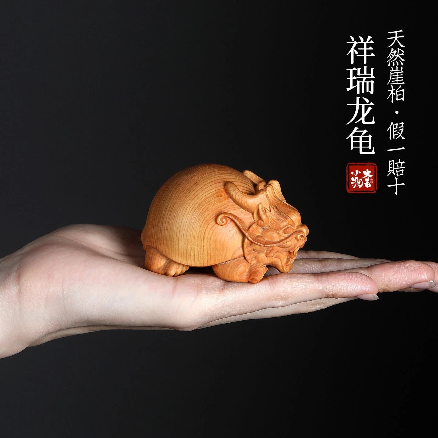 Jiaoba Wood Ruilong Turtle Blessing Craft - Turtle Shell Decorative Piece 07FC0E-D4 - KOEEK